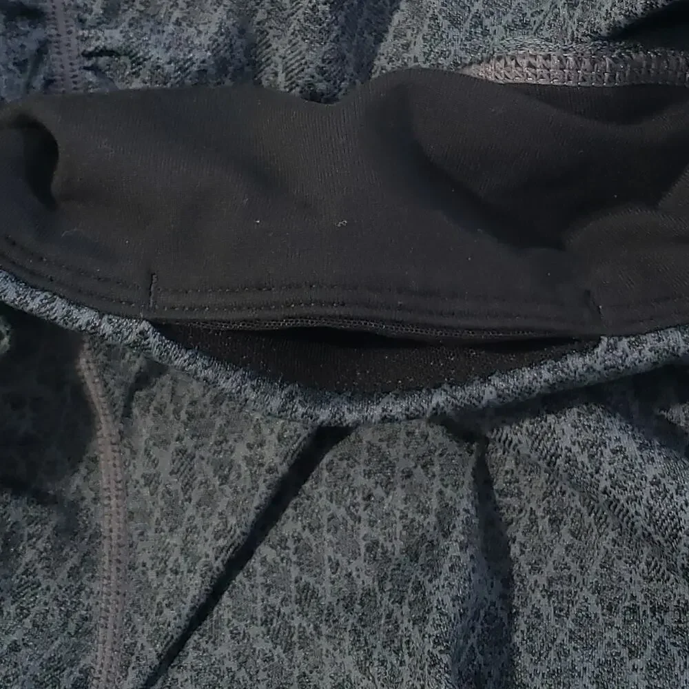 prAna Ruched Yoga Leggings Women's Medium Gray‎ Diamond Print Stretch Activewear
